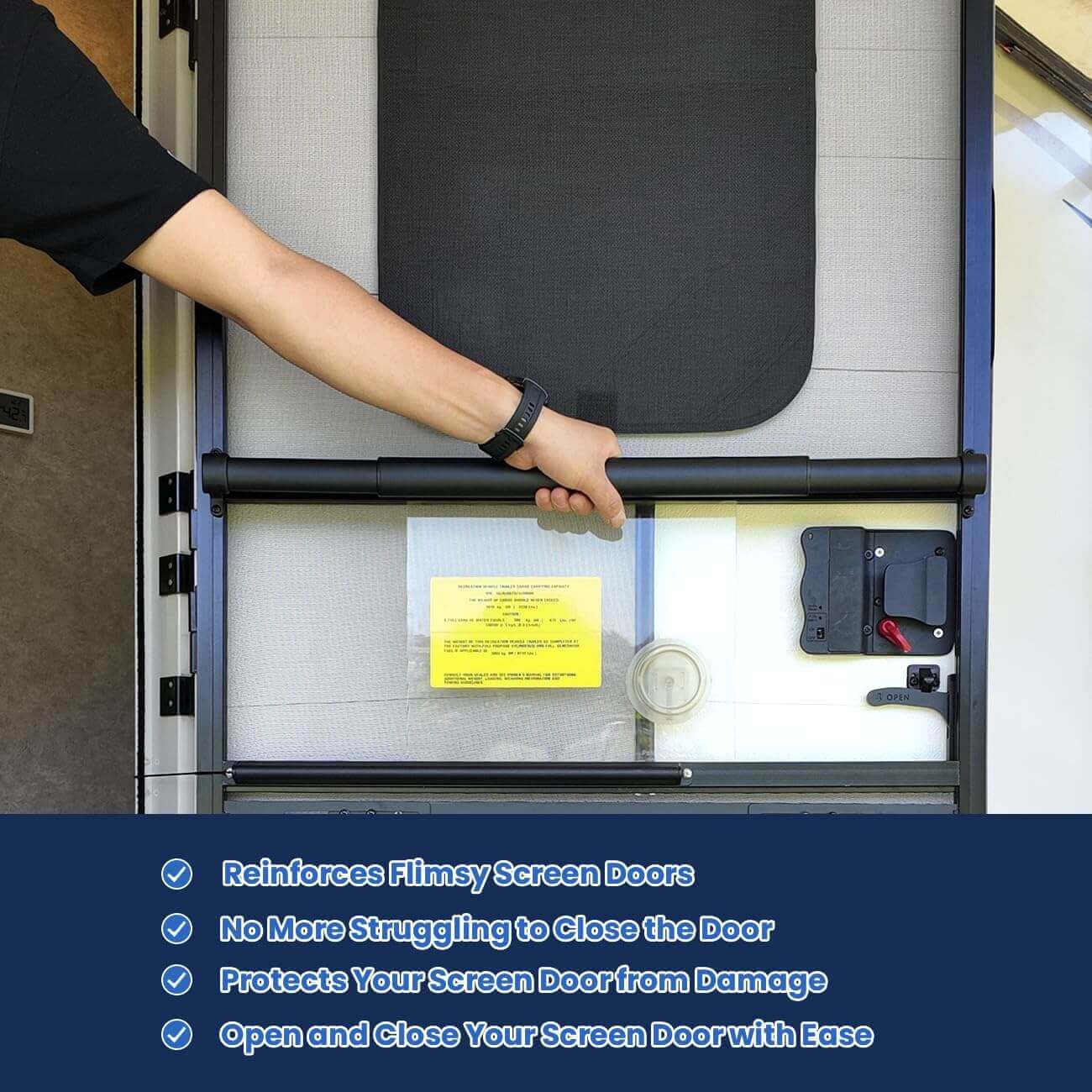 Preassembled All-Aluminum RV Screen Door Handle Cross Bar Adjustable ...