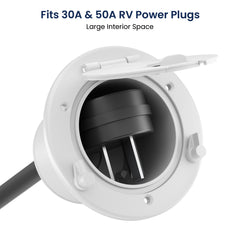 Safoner Aluminum RV Power Cord Hatch Cover 30A 50A - Large Interior Space for Plug