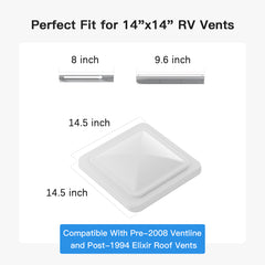 14x14 RV Roof Vent Cover Lid Aluminum Replacement
