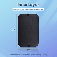 RV Door Window Shade Blackout Privacy Cover 16x25 Inch