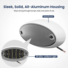 LED RV Porch Light 10-30V IP67 Waterproof Aluminum Oval Design
