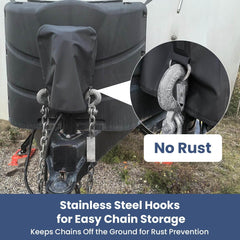 RV Electric Tongue Jack Cover Waterproof Protector with Hooks to Keep Chains