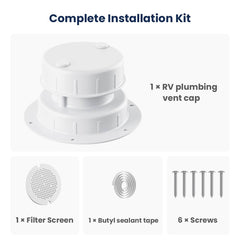 RV Plumbing Roof Vent Aluminum Cap Kit