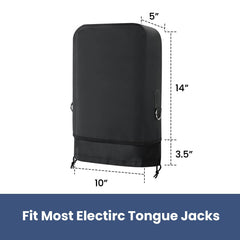 RV Electric Tongue Jack Cover Waterproof Protector with Hooks to Keep Chains