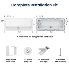 RV Aluminum Stove Vent Cover | Adjustable Range Hood Exhaust with Butyl Tape
