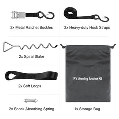 Heavy Duty RV Awning Tie Down Kit Anchors