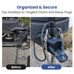 RV Towing Chain Organizer & 7-Way Plug Holder