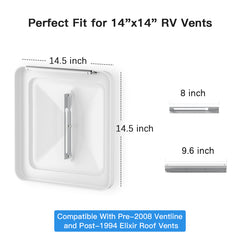 14x14 RV Roof Vent Cover Lid Aluminum Replacement