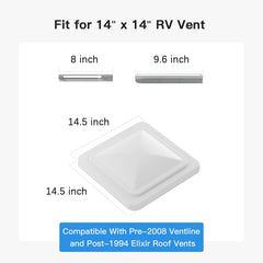 14x14 RV Roof Vent Cover Lid Aluminum Replacement