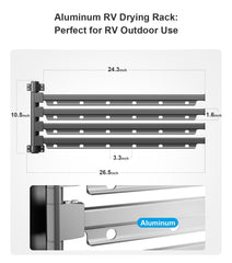 RV Aluminum Clothes Drying Rack Ladder Mounted
